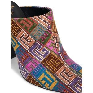 Balmain Ulla Tapestry monogram Mules Multicolor Geometric heels sz 36